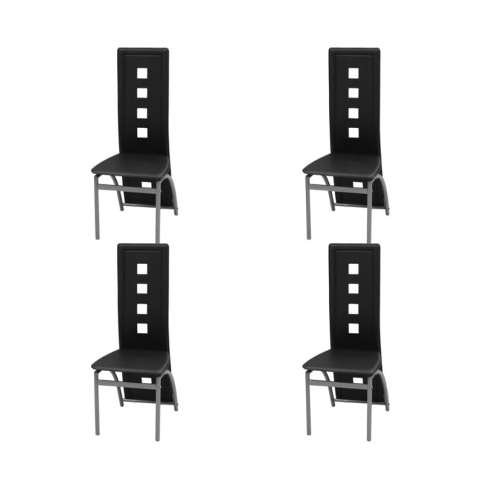Chaises de salle à manger 4 pcs Noir Similicuir