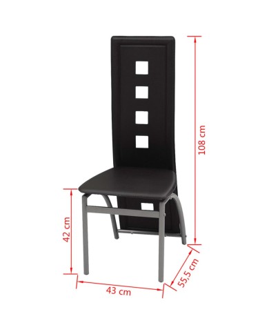 Chaises de salle à manger 4 pcs Noir Similicuir