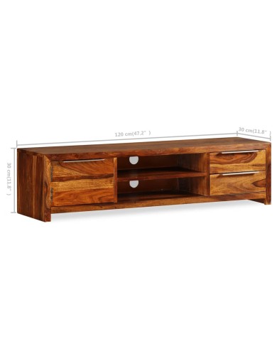 Meuble TV Bois massif de Sesham 120 x 30 x 30 cm