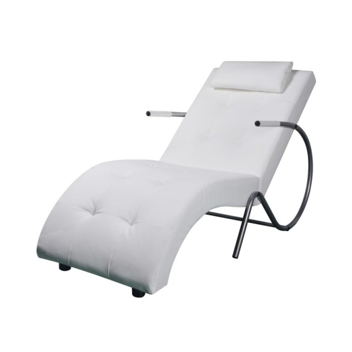 Chaise longue avec oreiller Blanc Similicuir