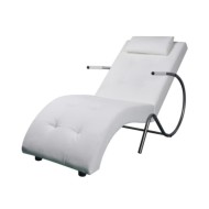 Chaise longue avec oreiller Blanc Similicuir