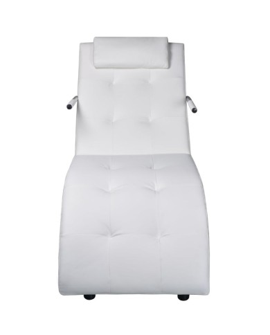 Chaise longue avec oreiller Blanc Similicuir