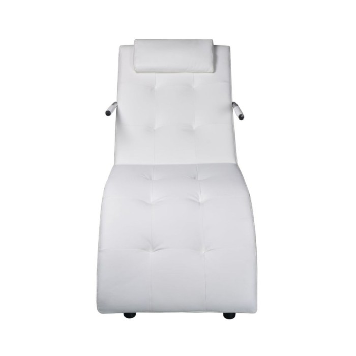 Chaise longue avec oreiller Blanc Similicuir