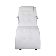 Chaise longue avec oreiller Blanc Similicuir