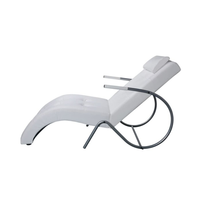 Chaise longue avec oreiller Blanc Similicuir