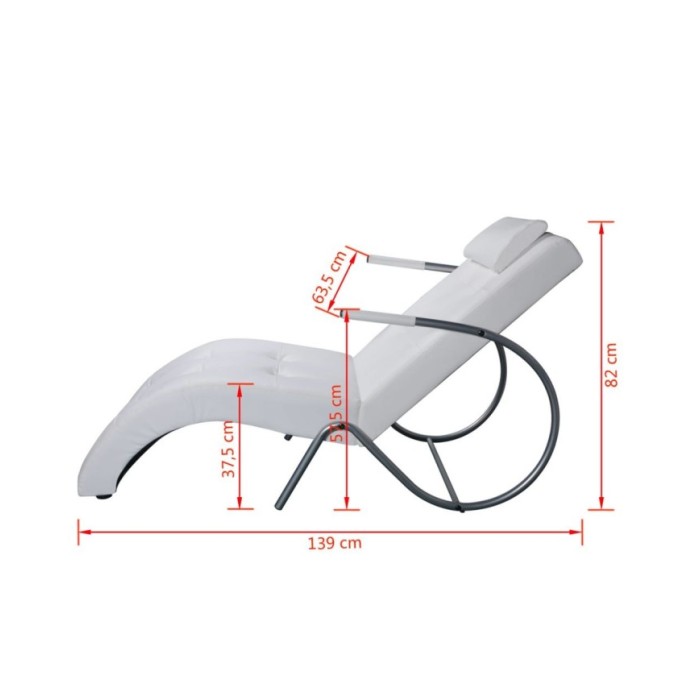 Chaise longue avec oreiller Blanc Similicuir