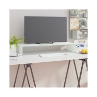 Meuble TV/ Support pour moniteur 80 x 30 x 13 cm Verre Blanc