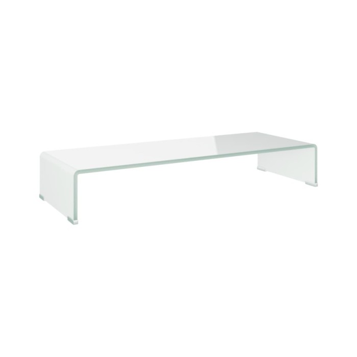 Meuble TV/ Support pour moniteur 80 x 30 x 13 cm Verre Blanc