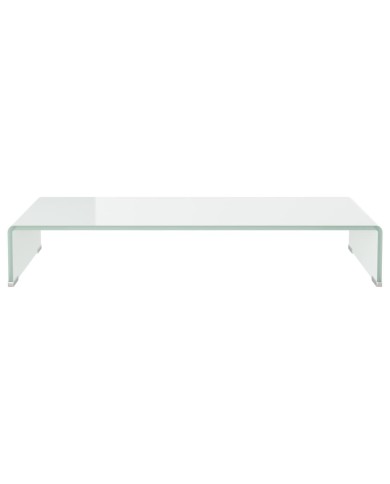 Meuble TV/ Support pour moniteur 80 x 30 x 13 cm Verre Blanc