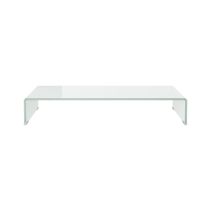 Meuble TV/ Support pour moniteur 80 x 30 x 13 cm Verre Blanc