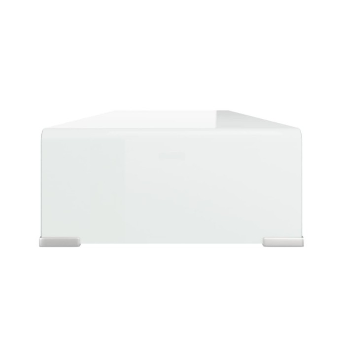 Meuble TV/ Support pour moniteur 80 x 30 x 13 cm Verre Blanc