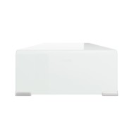 Meuble TV/ Support pour moniteur 80 x 30 x 13 cm Verre Blanc