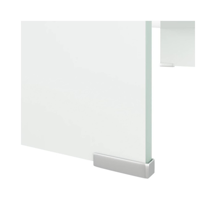 Meuble TV/ Support pour moniteur 80 x 30 x 13 cm Verre Blanc