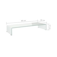 Meuble TV/ Support pour moniteur 80 x 30 x 13 cm Verre Blanc