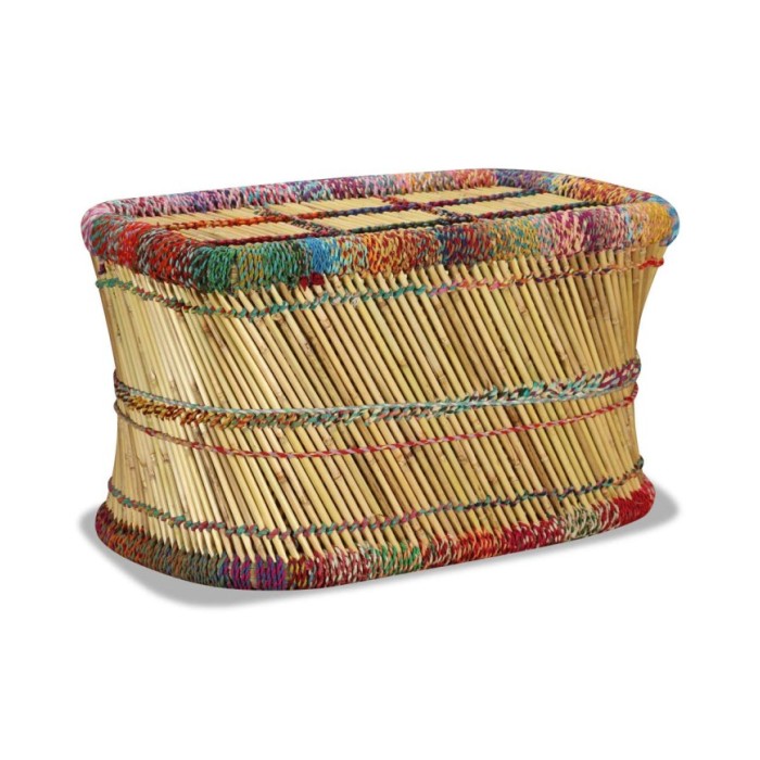 Table basse Bambou avec Détails Chindi Multicolore