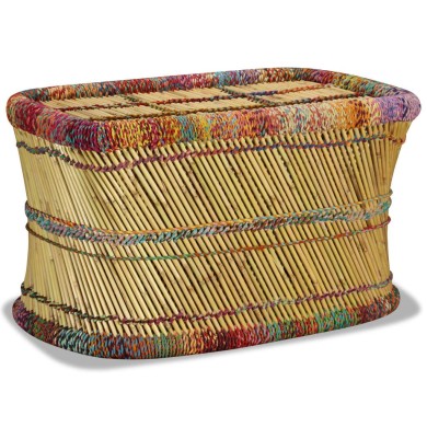 Table basse Bambou avec Détails Chindi Multicolore