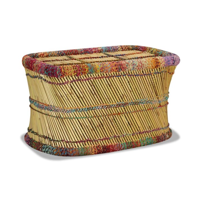 Table basse Bambou avec Détails Chindi Multicolore