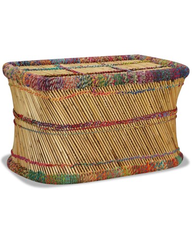 Table basse Bambou avec Détails Chindi Multicolore