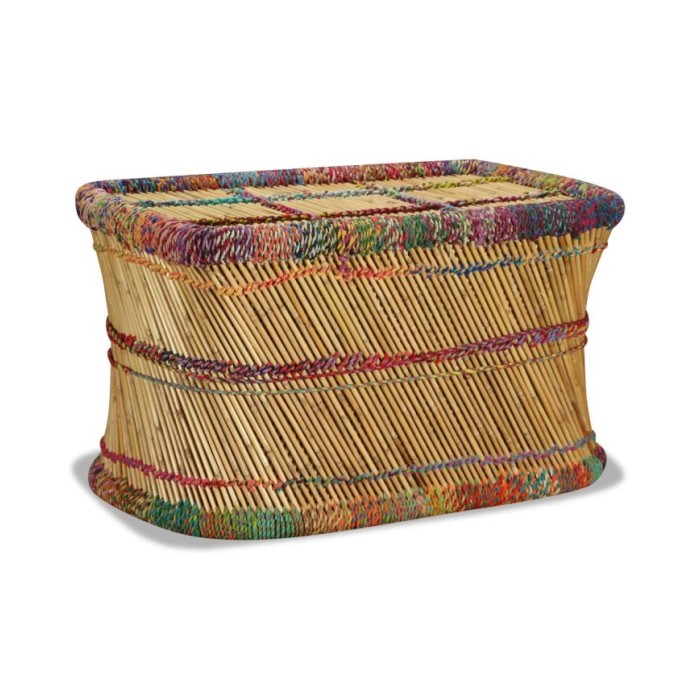 Table basse Bambou avec Détails Chindi Multicolore