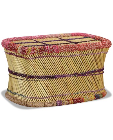 Table basse Bambou avec Détails Chindi Multicolore