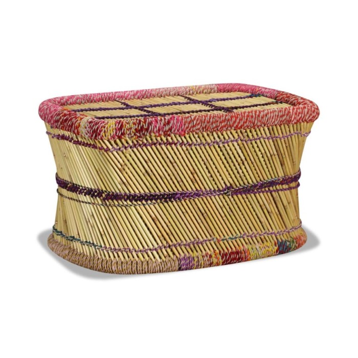 Table basse Bambou avec Détails Chindi Multicolore