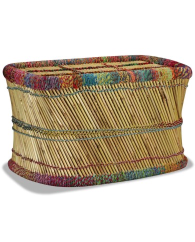 Table basse Bambou avec Détails Chindi Multicolore