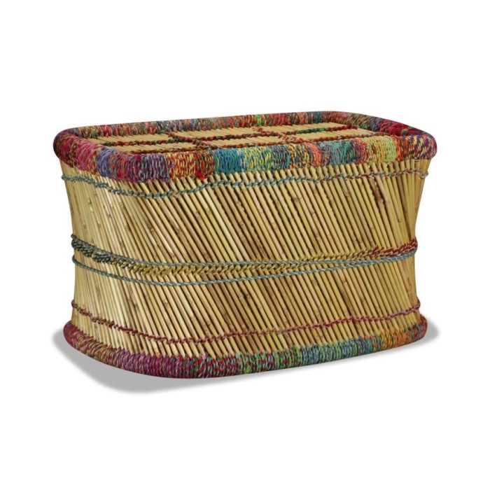 Table basse Bambou avec Détails Chindi Multicolore