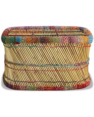 Table basse Bambou avec Détails Chindi Multicolore