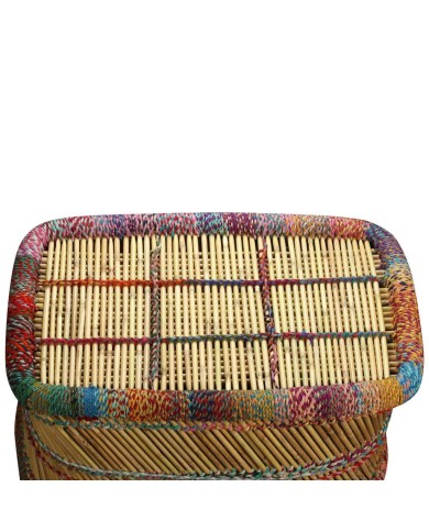 Table basse Bambou avec Détails Chindi Multicolore