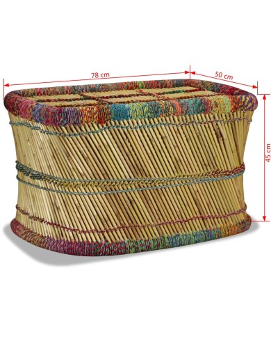 Table basse Bambou avec Détails Chindi Multicolore