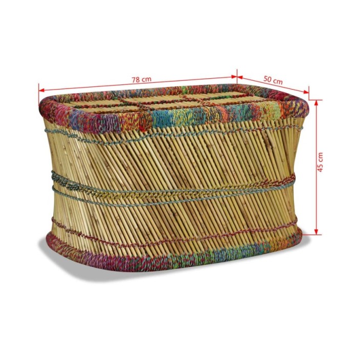 Table basse Bambou avec Détails Chindi Multicolore