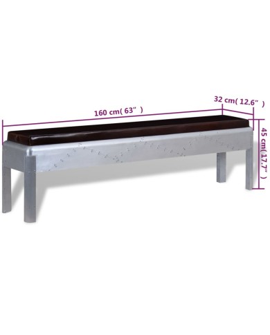 Banc d'entrée Cuir véritable 160 x 32 x 45 cm