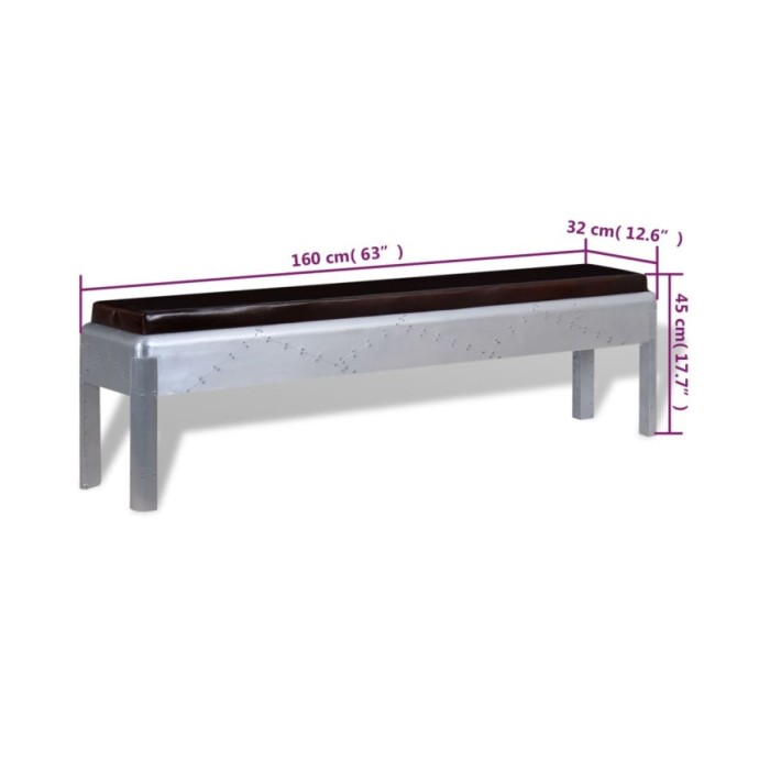 Banc d'entrée Cuir véritable 160 x 32 x 45 cm