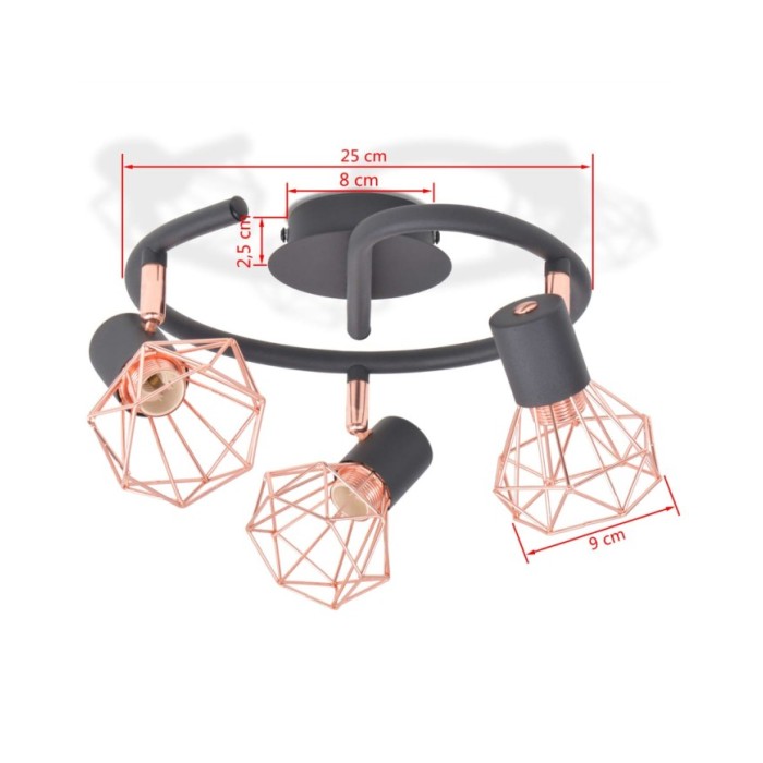 Plafonnier avec 3 ampoules LED à filament 12 W