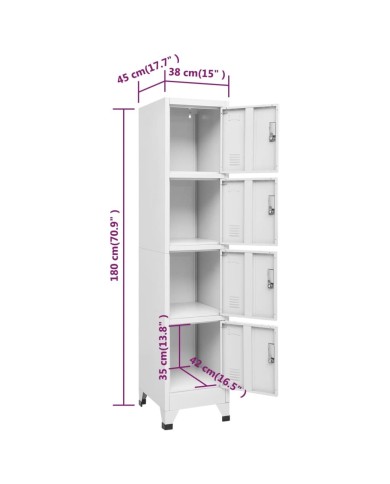 Armoire à casier avec 4 compartiments 38x45x180 cm  