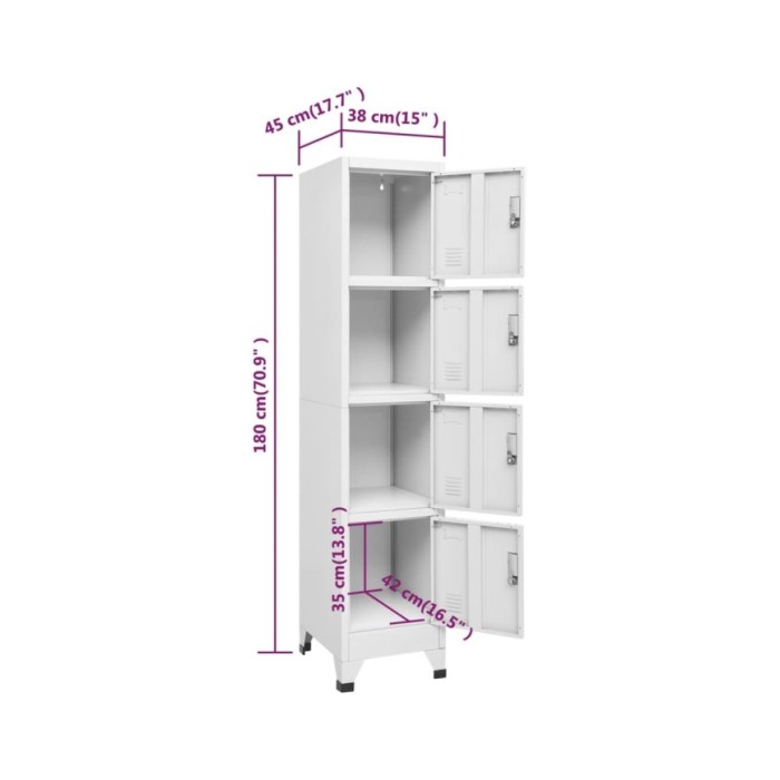 Armoire à casier avec 4 compartiments 38x45x180 cm  