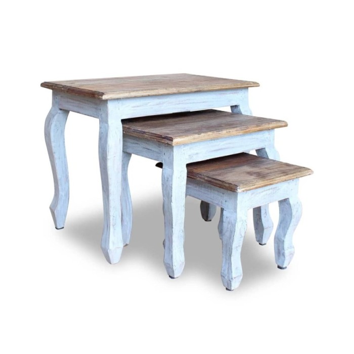 Ensemble de tables gigognes 3 pcs Bois de récupération massif 