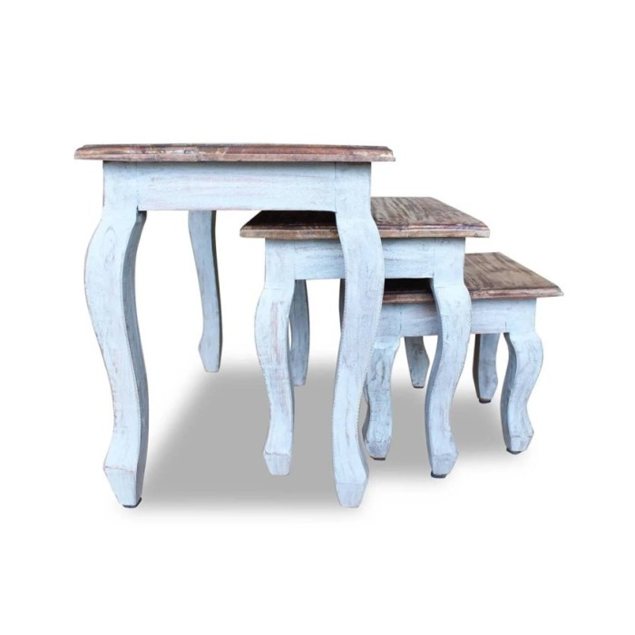 Ensemble de tables gigognes 3 pcs Bois de récupération massif 