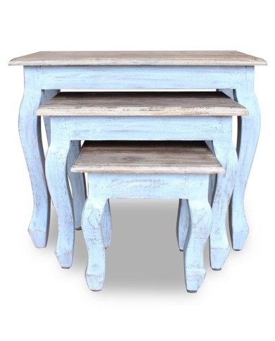 Ensemble de tables gigognes 3 pcs Bois de récupération massif 