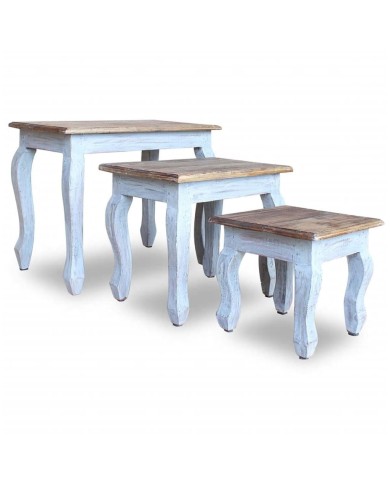 Ensemble de tables gigognes 3 pcs Bois de récupération massif 
