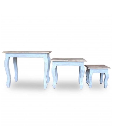 Ensemble de tables gigognes 3 pcs Bois de récupération massif 