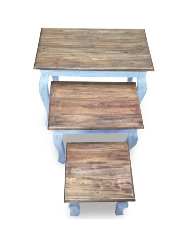 Ensemble de tables gigognes 3 pcs Bois de récupération massif 