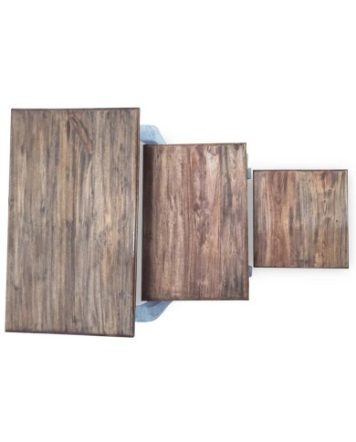 Ensemble de tables gigognes 3 pcs Bois de récupération massif 
