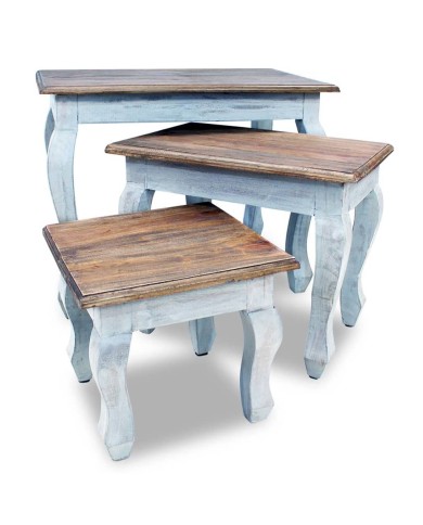 Ensemble de tables gigognes 3 pcs Bois de récupération massif 