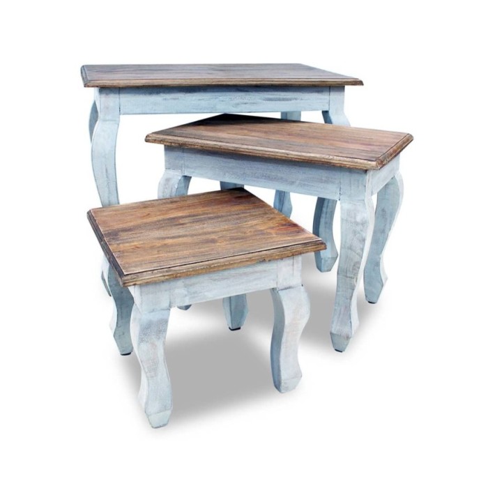 Ensemble de tables gigognes 3 pcs Bois de récupération massif 