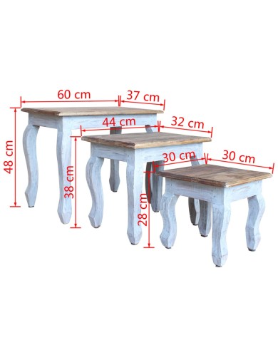 Ensemble de tables gigognes 3 pcs Bois de récupération massif 