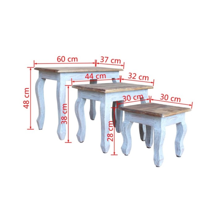 Ensemble de tables gigognes 3 pcs Bois de récupération massif 