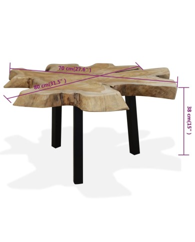 Table basse Teck authentique 80 x 70 x 38 cm