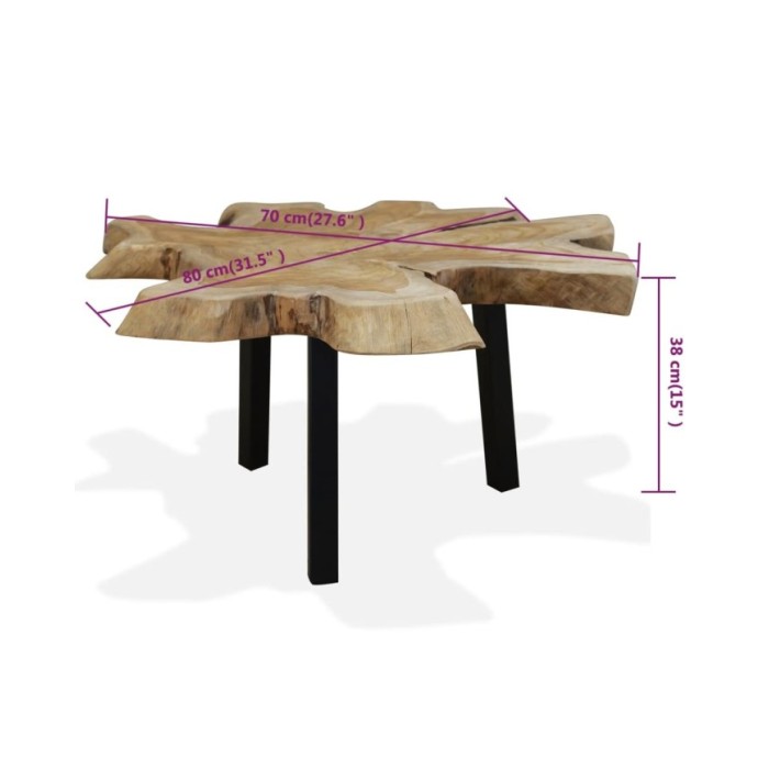 Table basse Teck authentique 80 x 70 x 38 cm