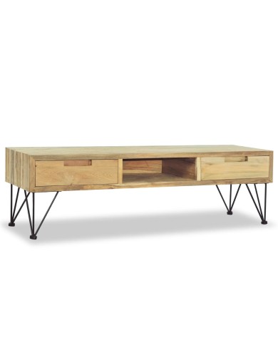Meuble TV 120 x 35 x 35 cm Teck massif
